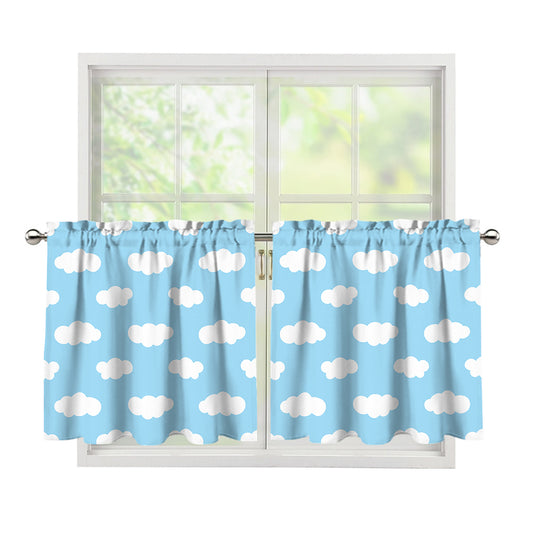 Sky Cloud Pattern Print Tier Curtains