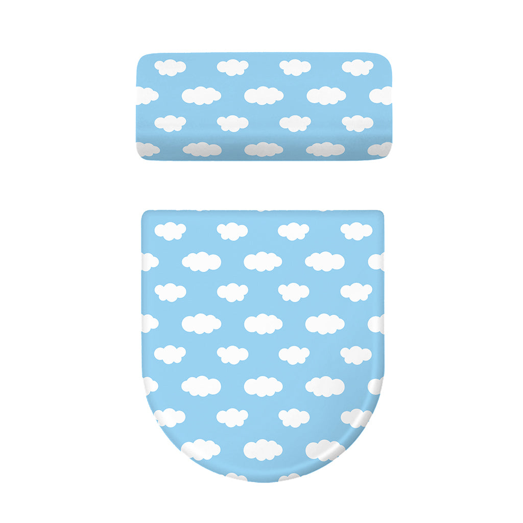 Sky Cloud Pattern Print Toilet Lid And Tank Cover Set