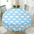 Sky Cloud Pattern Print Waterproof Round Tablecloth