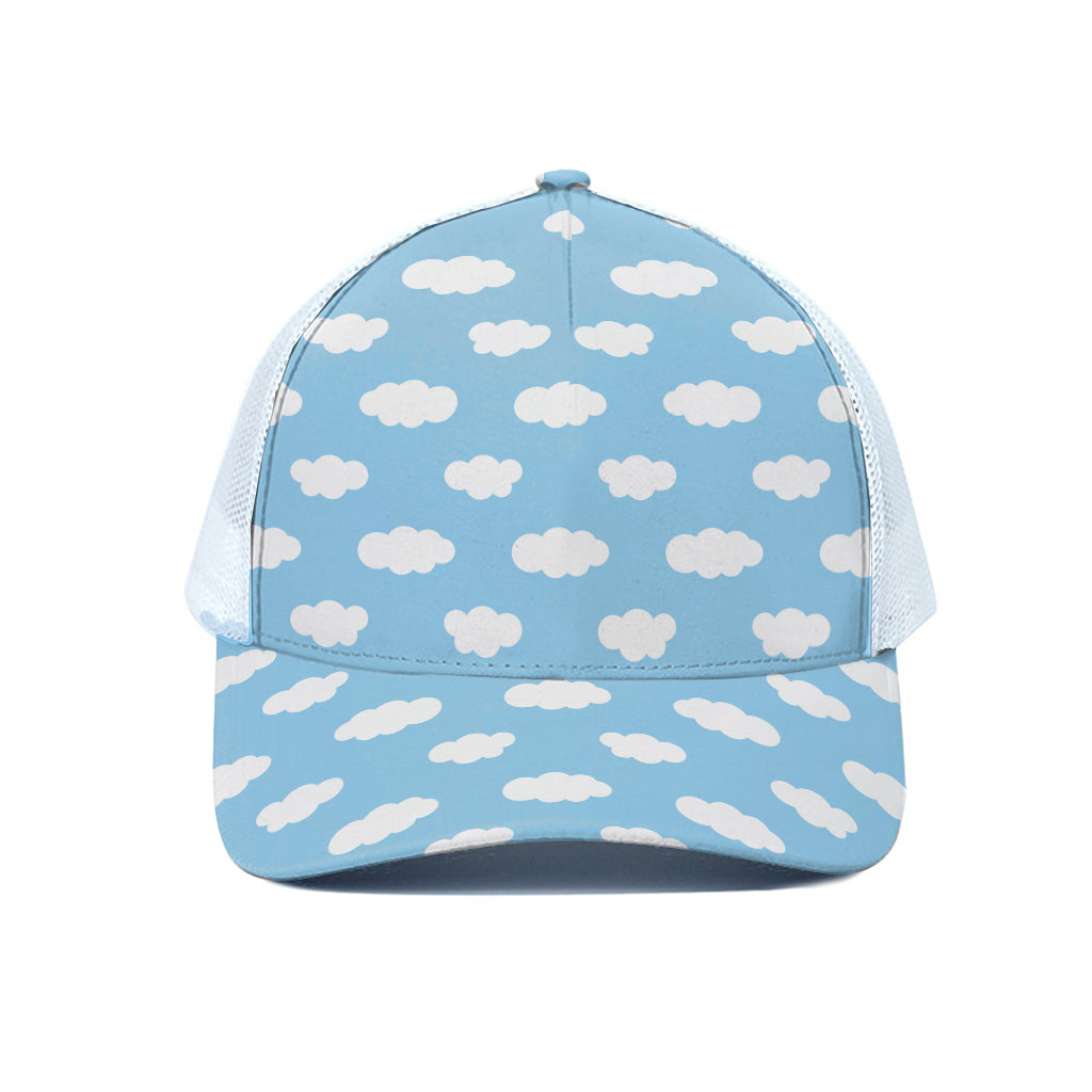 Sky Cloud Pattern Print White Mesh Trucker Cap