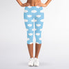 Sky Cloud Pattern Print Women's Capri Leggings