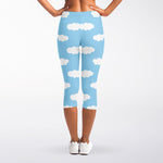 Sky Cloud Pattern Print Women's Capri Leggings