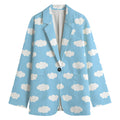 Sky Cloud Pattern Print Women's Cotton Blazer