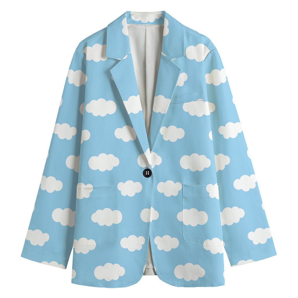 Sky Cloud Pattern Print Women's Cotton Blazer