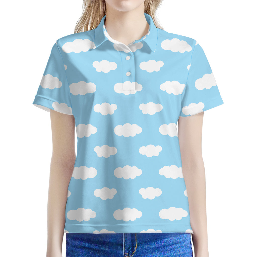 Sky Cloud Pattern Print Women's Polo Shirt