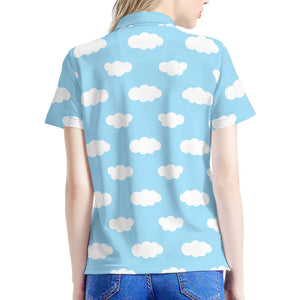 Sky Cloud Pattern Print Women's Polo Shirt