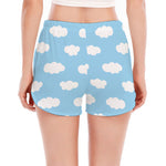 Sky Cloud Pattern Print Women's Split Running Shorts