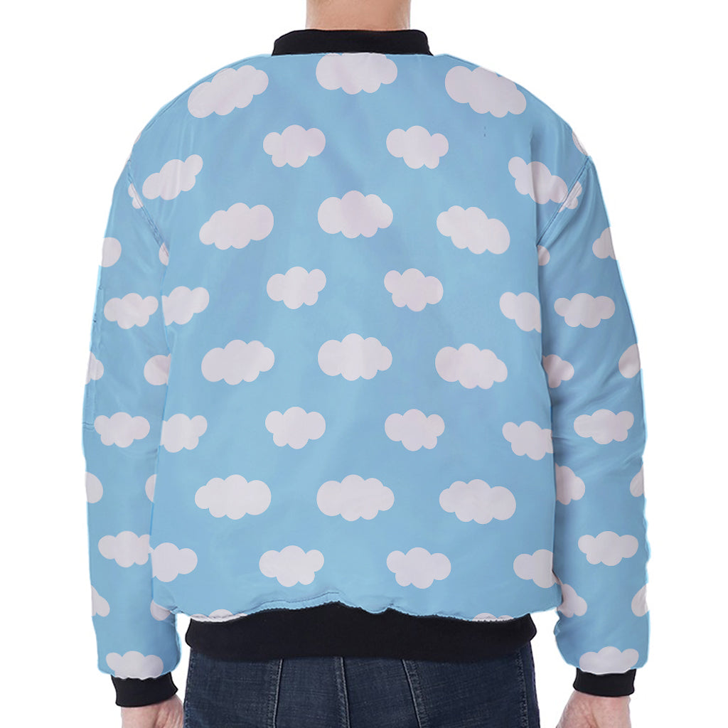 Sky Cloud Pattern Print Zip Sleeve Bomber Jacket