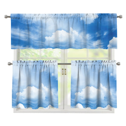 Sky Cloud Print 3 Piece Kitchen Curtains