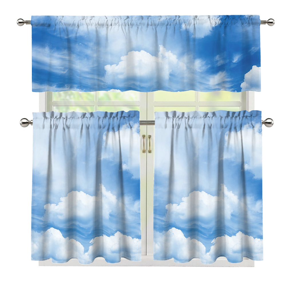 Sky Cloud Print 3 Piece Kitchen Curtains