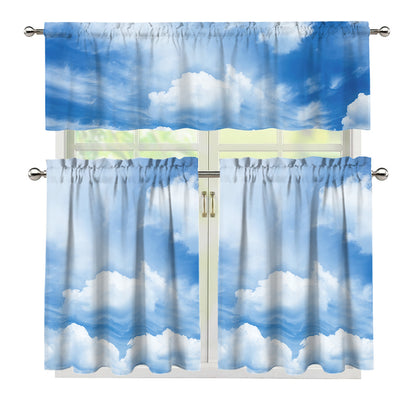 Sky Cloud Print 3 Piece Kitchen Curtains
