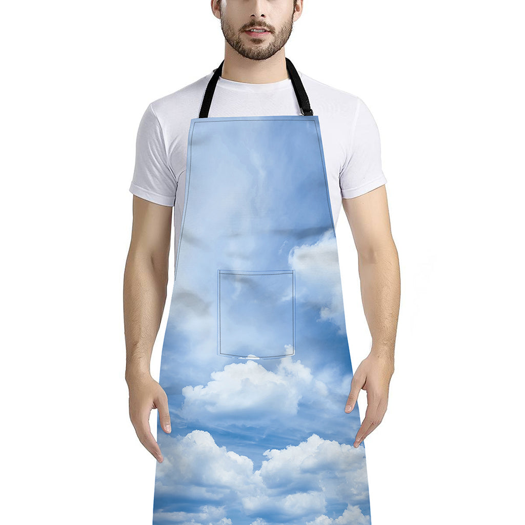 Sky Cloud Print Bib Apron With Pocket
