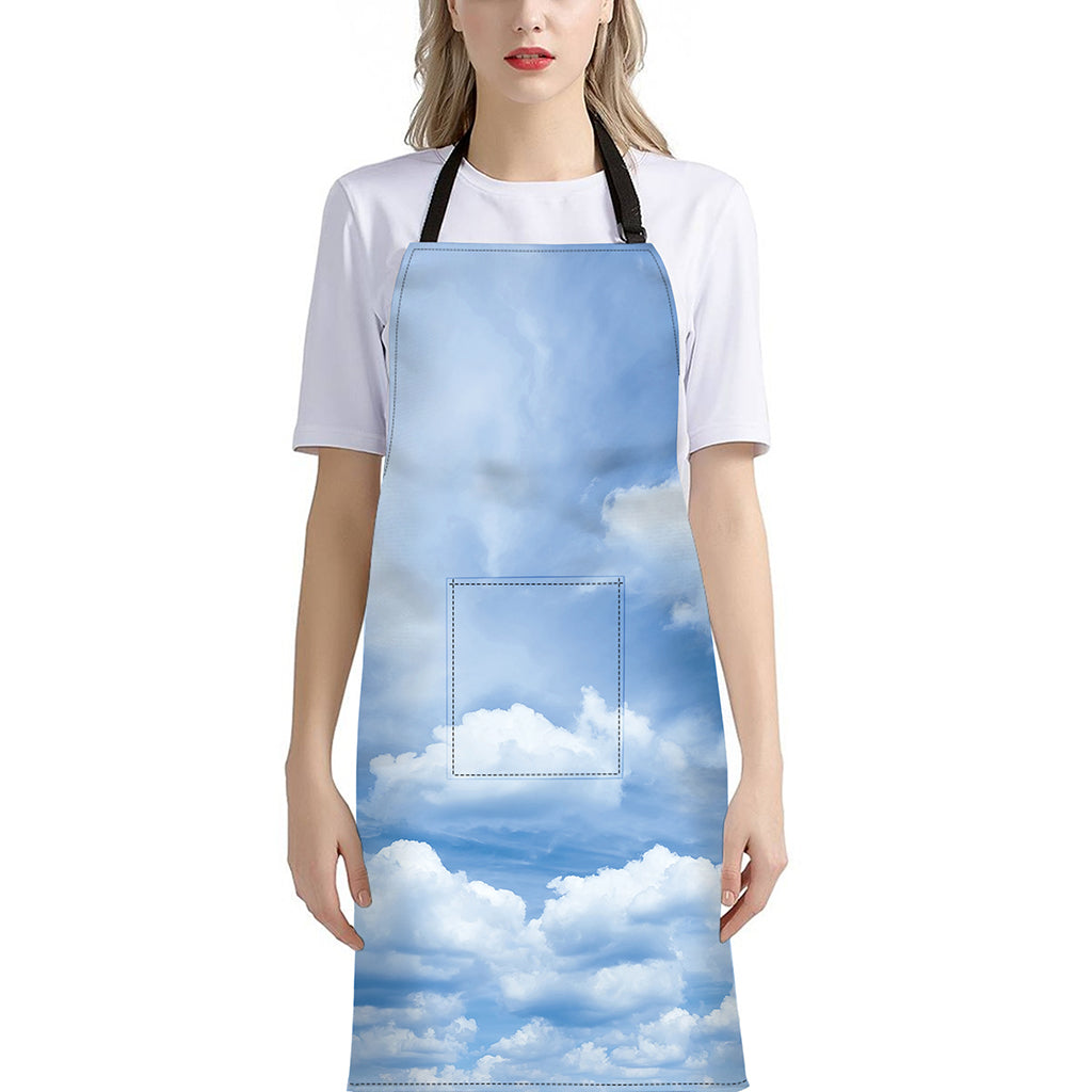 Sky Cloud Print Bib Apron With Pocket