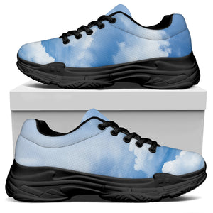 Sky Cloud Print Black Chunky Shoes