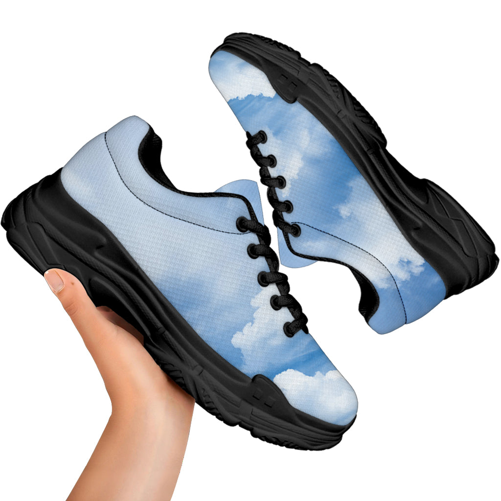 Sky Cloud Print Black Chunky Shoes