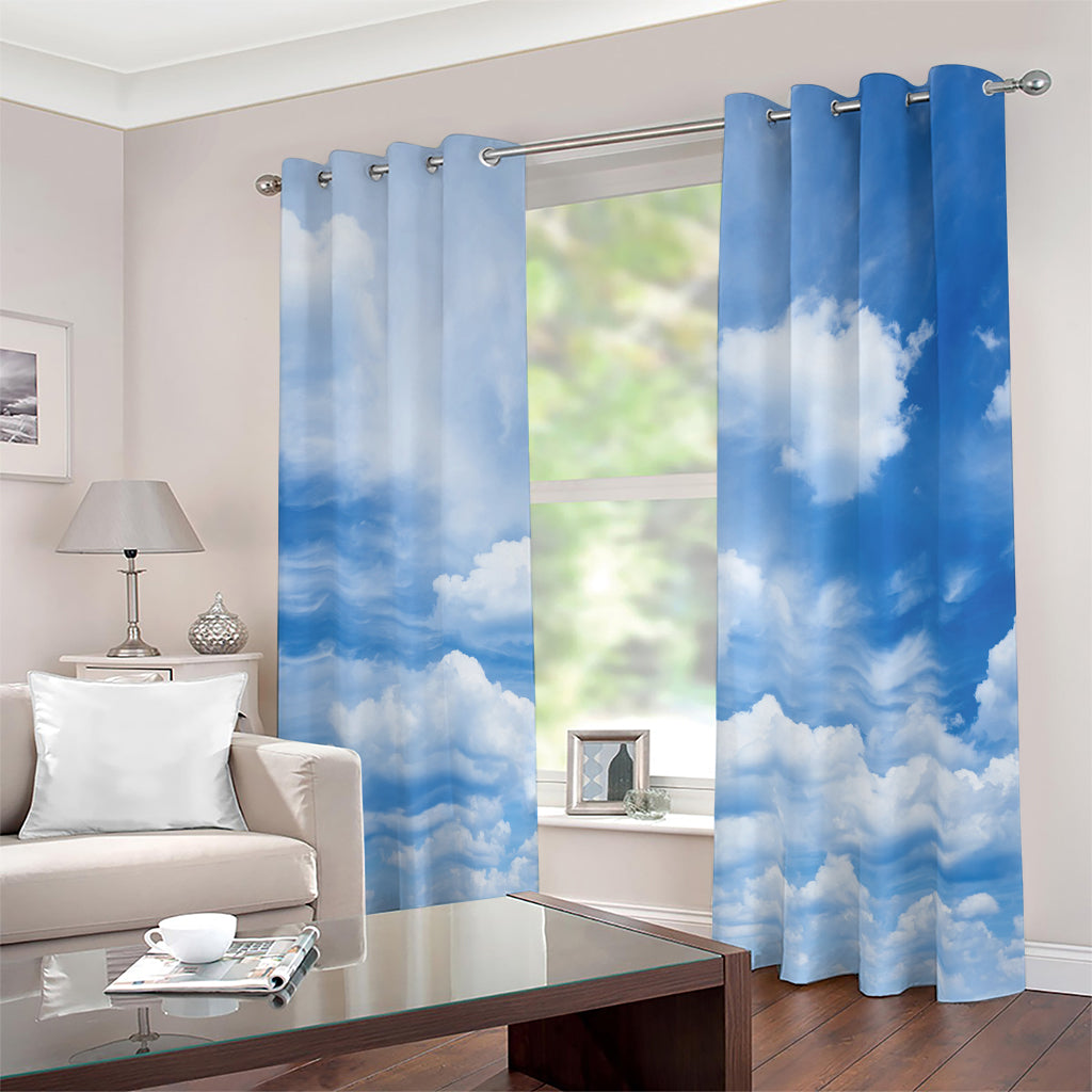 Sky Cloud Print Blackout Grommet Curtains