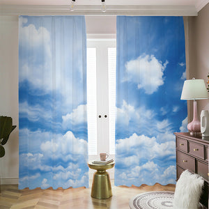 Sky Cloud Print Blackout Pencil Pleat Curtains