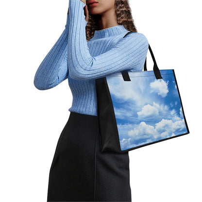 Sky Cloud Print Canvas Tote Bag