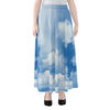 Sky Cloud Print Chiffon Maxi Skirt