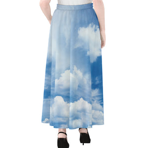 Sky Cloud Print Chiffon Maxi Skirt