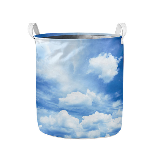 Sky Cloud Print Collapsible Laundry Basket