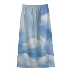 Sky Cloud Print Cotton Front Slit Maxi Skirt