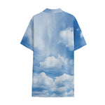 Sky Cloud Print Cotton Hawaiian Shirt