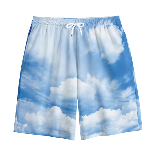 Sky Cloud Print Cotton Shorts