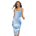 Sky Cloud Print Cross Back Cami Dress