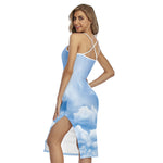 Sky Cloud Print Cross Back Cami Dress