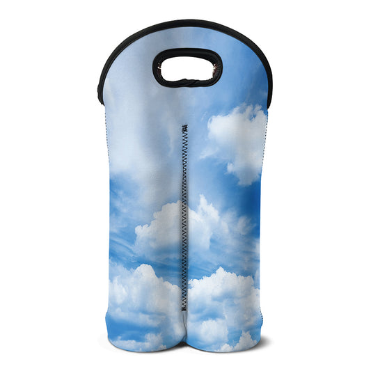 Sky Cloud Print Double Neoprene Wine Tote