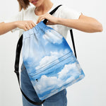 Sky Cloud Print Drawstring Backpack