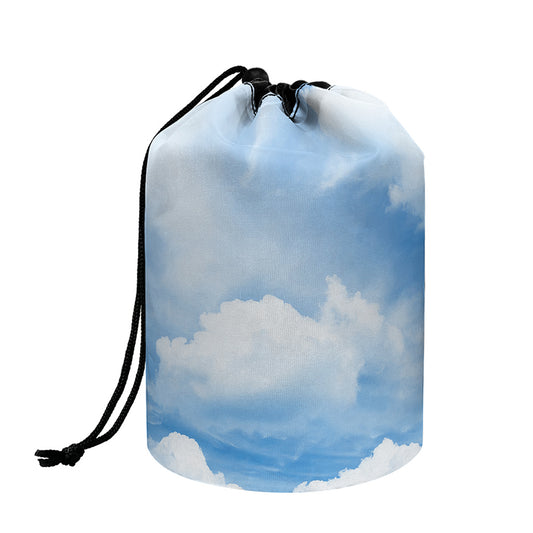 Sky Cloud Print Drawstring Makeup Bag