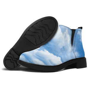 Sky Cloud Print Flat Ankle Boots