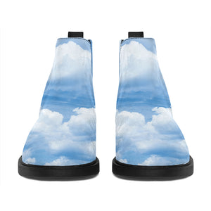 Sky Cloud Print Flat Ankle Boots