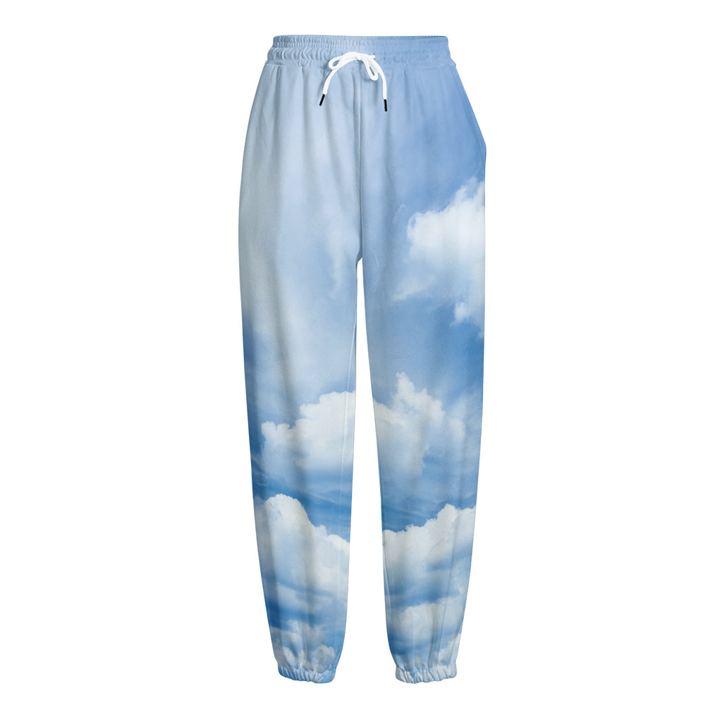 Sky Cloud Print Fleece Lined Knit Pants