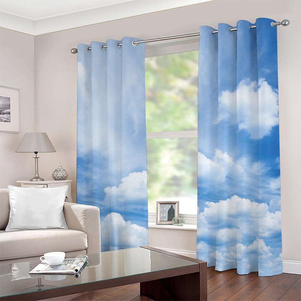 Sky Cloud Print Grommet Curtains