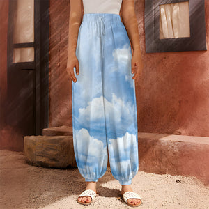 Sky Cloud Print Harem Pants