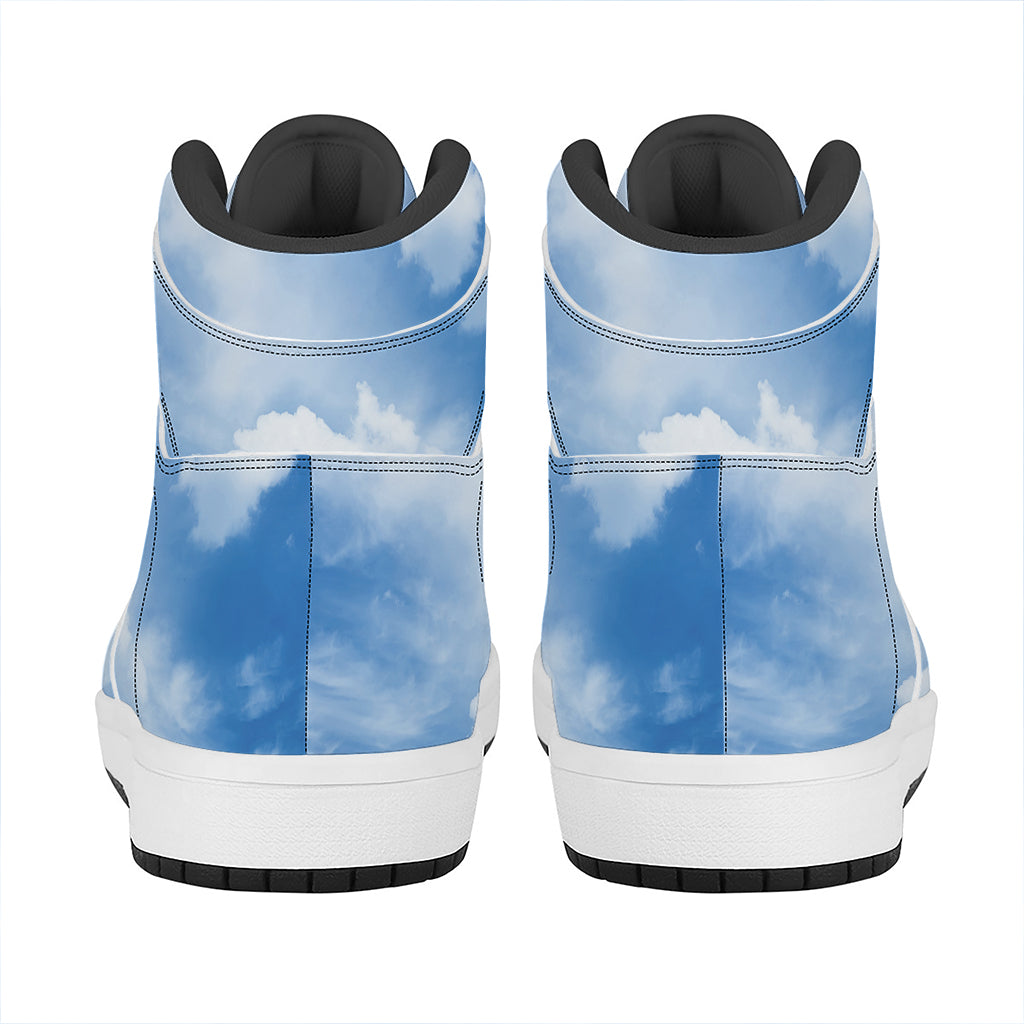 Sky Cloud Print High Top Leather Sneakers