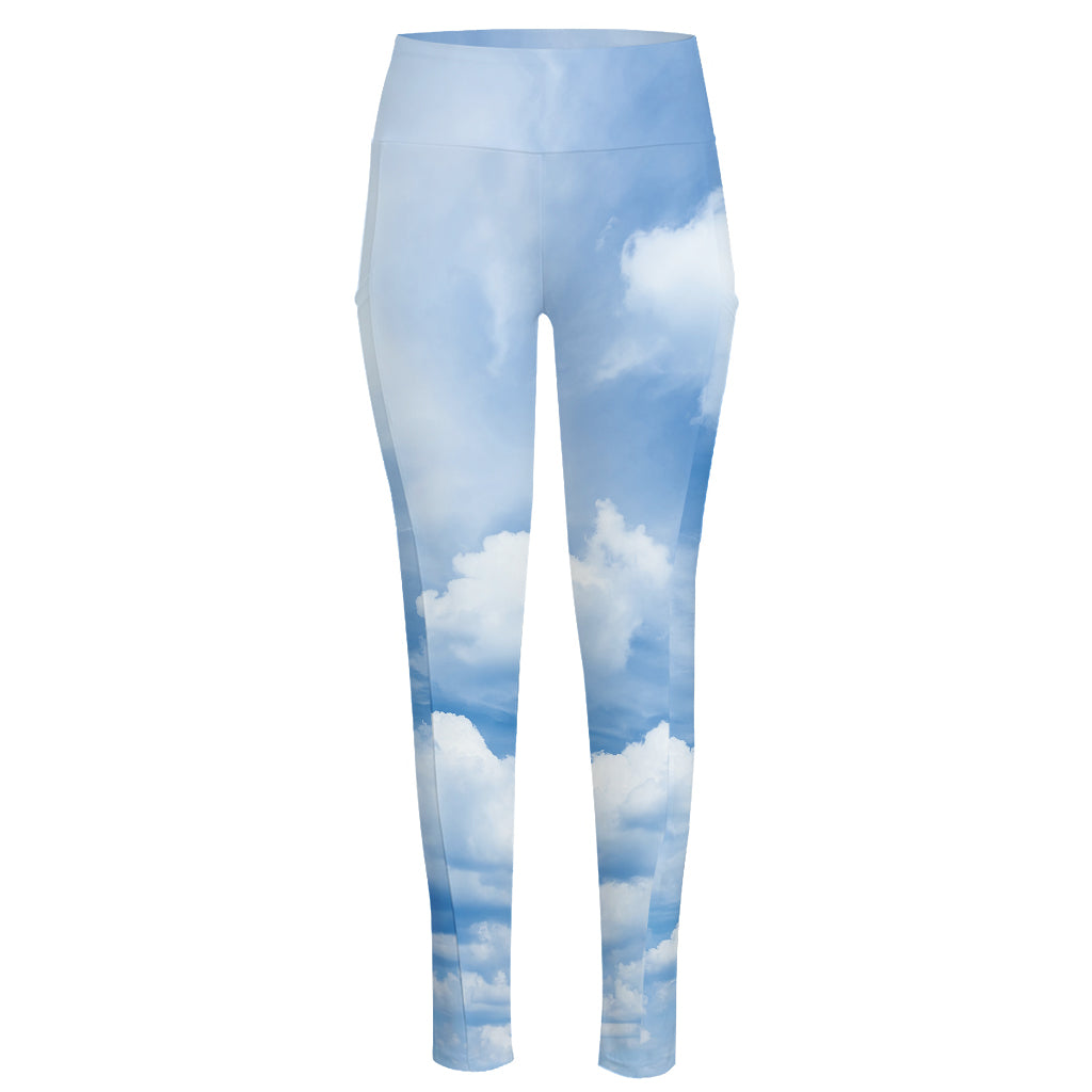 Sky Cloud Print High-Waisted Pocket Leggings