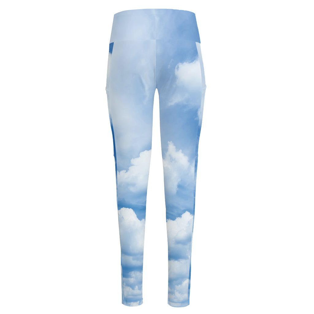 Sky Cloud Print High-Waisted Pocket Leggings