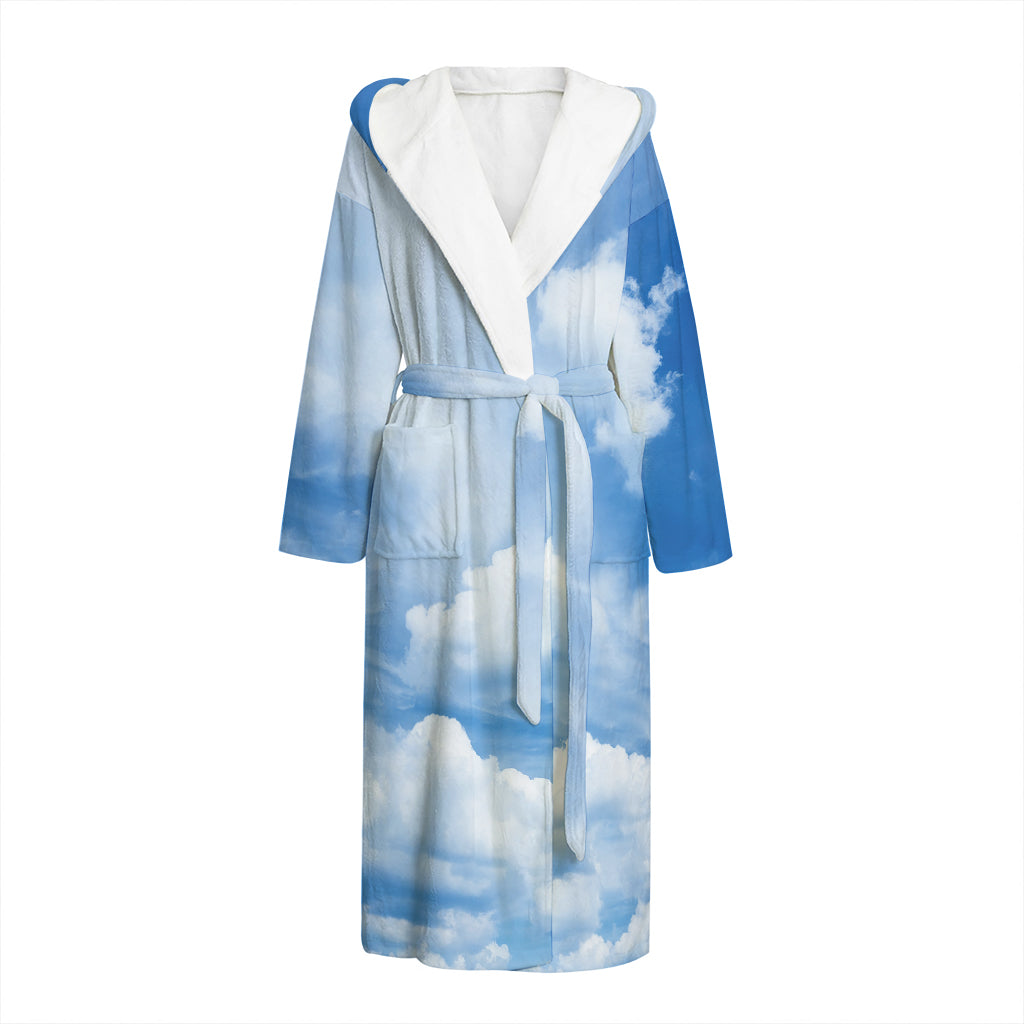 Sky Cloud Print Hooded Bathrobe