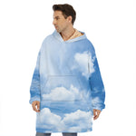 Sky Cloud Print Hoodie Blanket