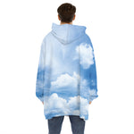 Sky Cloud Print Hoodie Blanket