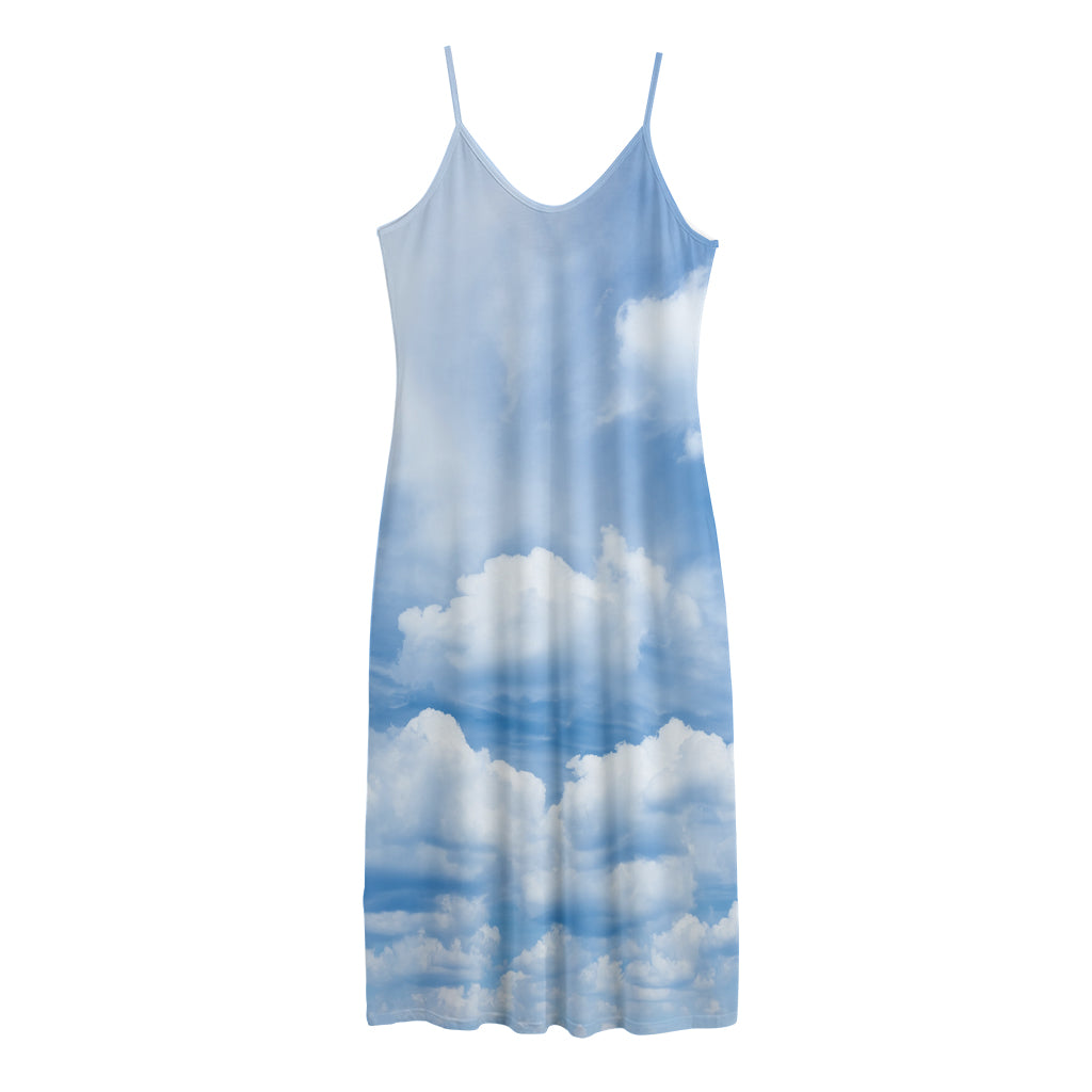 Sky Cloud Print Jersey Midi Cami Dress