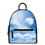Sky Cloud Print Leather Backpack