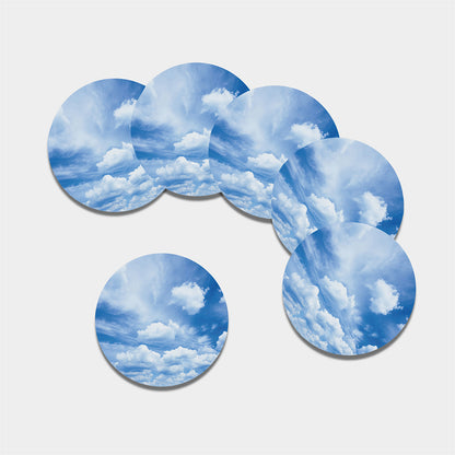 Sky Cloud Print Leather Coaster Set