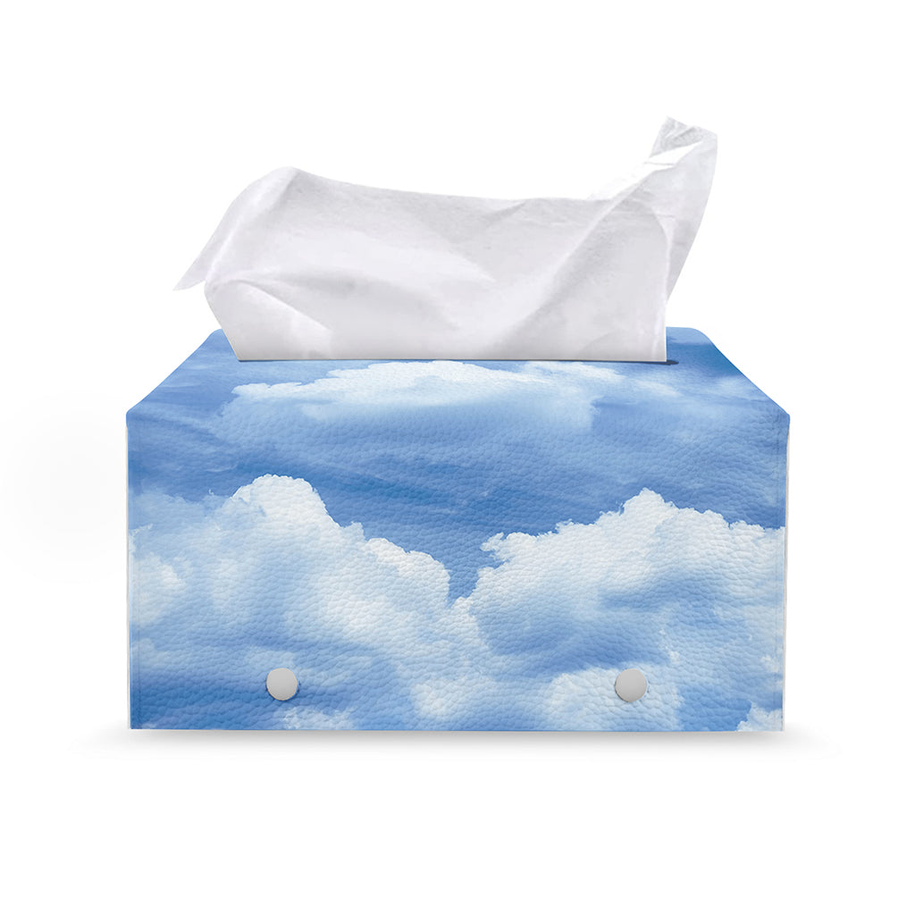 Sky Cloud Print Leather Tissue Box Cover