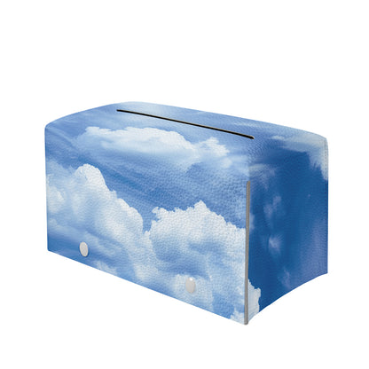 Sky Cloud Print Leather Tissue Box Cover