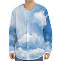 Sky Cloud Print Long Sleeve Baseball Jersey